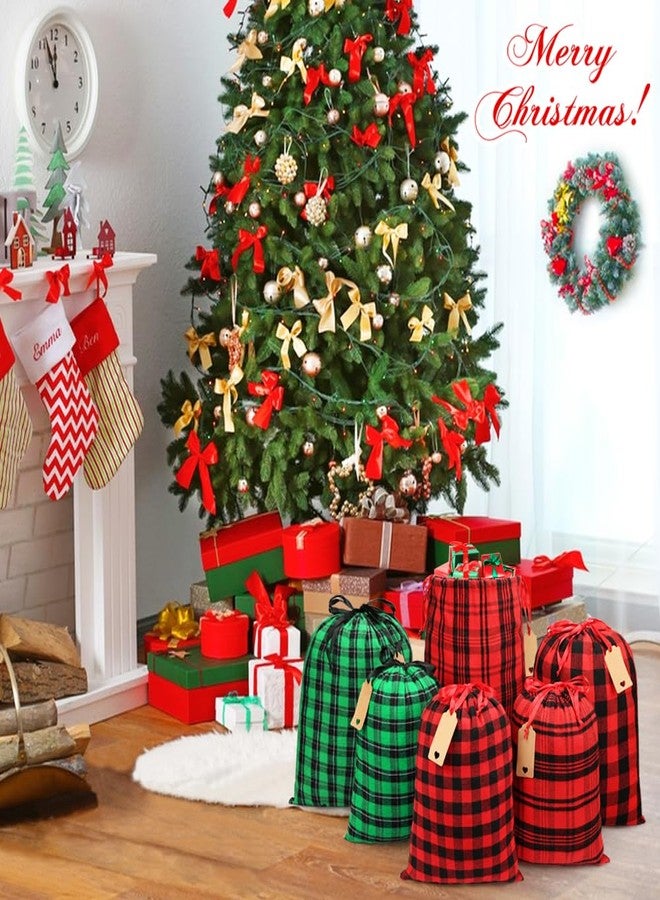 HRX Package Big Fabric Christmas Gift Bags 20x15 15x12inch, 6pcs Cotton Gift Wrapping Sacks Cloth Pouches for Xmas Presents Party Favor - Image 5